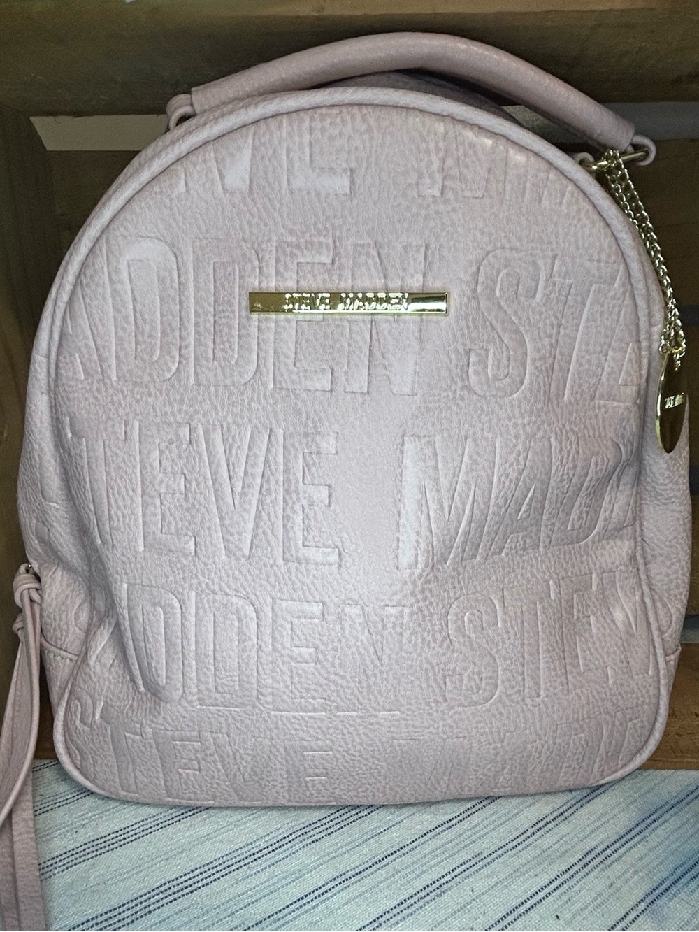 STEVE MADDEN ALL OVER LOGO FAUX LEATHER BACKPACK